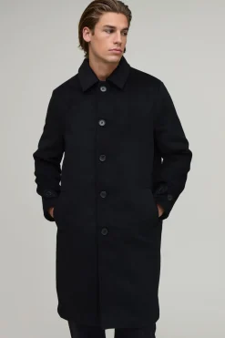 boohooMAN Pardessus uni à col en<Homme Vestes & Manteaux Grande Taille|Tout Afficher