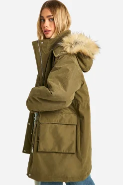 boohoo Parka à capuche avec détails de poches<Femme Vestes & Manteaux