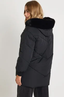 Parka à capuche en synthétique