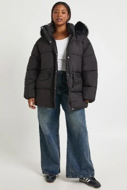 Parka Grande Taille Avec Bordure En Synthétique