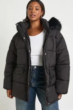 Parka Grande Taille Avec Bordure En Synthétique