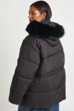 Parka Grande Taille Avec Bordure En Synthétique