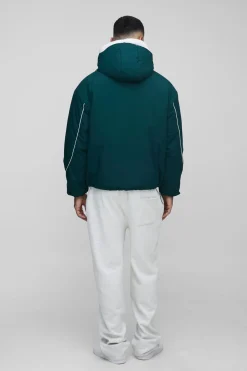 boohooMAN Parka haute, coupe regular fit, avec détails en piping et rembourrage en nylon<Homme Tout Afficher|Vestes & Manteaux Tall