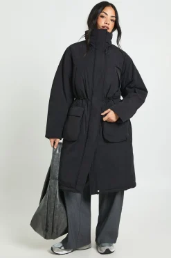 boohoo Parka Longline à taille cintrée<Femme Vestes & Manteaux