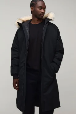 Parka Longue À Casynthétiqueche Coupe Regular Avec Bordure En Synthétique Amovible Pour Homme Grand