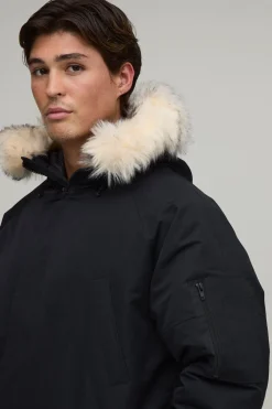 boohooMAN Parka Longue À Casynthétiqueche Coupe Regular Avec Bordure Amovible En Synthétique<Homme Manteaux Et Vestes