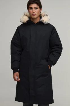 boohooMAN Parka Longue À Casynthétiqueche Coupe Regular Avec Bordure Amovible En Synthétique<Homme Manteaux Et Vestes