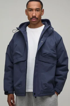 boohooMAN Parka À Panneaux Techniques Coupe Regular<Homme Manteaux Et Vestes