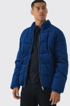 boohooMAN Parka pour homme imprimé en velours, col en entonnoir, en<Homme Manteaux Et Vestes