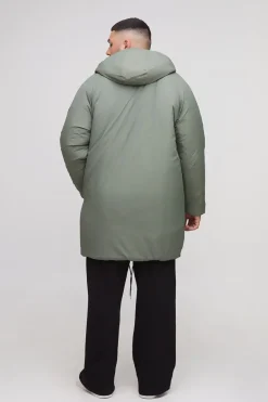 Parka rembourrée à fermeture éclair, coupe longue et capuche