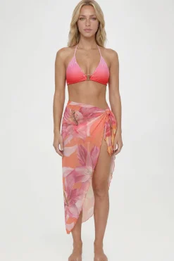 Paréo De Plage En Maille Transparente À Imprimé Floral