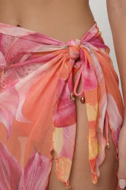 Paréo De Plage En Maille Transparente À Imprimé Floral
