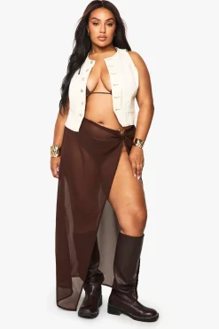 Paréo Maxi En Mousseline Avec Finitions Métalliques Grande Taille