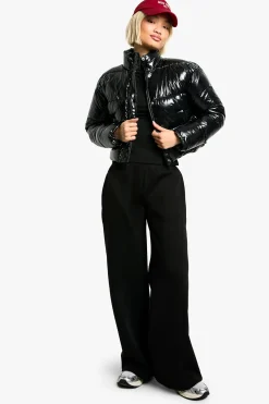 Patent Boxy Puffer Jacket