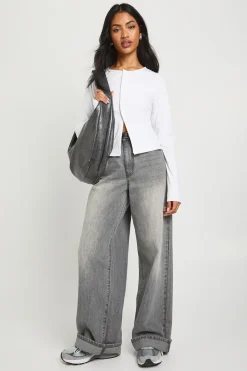 Peached Sculpt Popper Through Long Sleeve Top