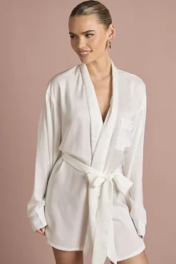 boohoo Peignoir Court En Satin Brodé 'Bride' Pour Mariée<Femme Satin Et Dentelle|Pyjamas