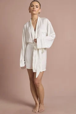 boohoo Peignoir Court En Satin Brodé 'Bride' Pour Mariée<Femme Satin Et Dentelle|Pyjamas