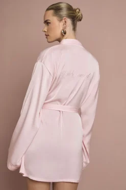 boohoo Peignoir Court en Satin Brodé 'Demoiselle d'Honneur' de Mariée<Femme Satin Et Dentelle|Pyjamas