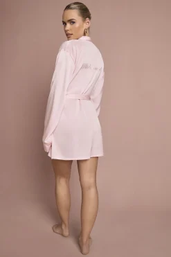 boohoo Peignoir Court en Satin Brodé 'Demoiselle d'Honneur' de Mariée<Femme Satin Et Dentelle|Pyjamas