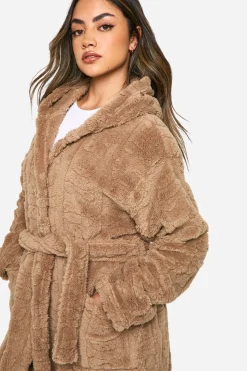 boohoo Peignoir en polaire embossé à motif ours<Femme Pyjamas