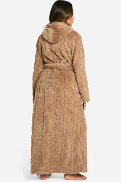 boohoo Peignoir en polaire embossé à motif ours<Femme Pyjamas