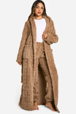 boohoo Peignoir en polaire embossé à motif ours<Femme Pyjamas