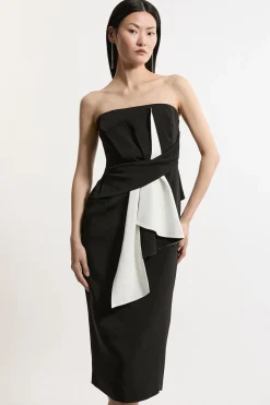 KarenMillen Petite Archive Collection - Robe midi en crêpe bandeau avec détail de nœud<Femme Toutes Les Robes|Robes D’Automne