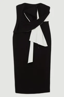KarenMillen Petite Archive Collection - Robe midi en crêpe bandeau avec détail de nœud<Femme Toutes Les Robes|Robes D’Automne