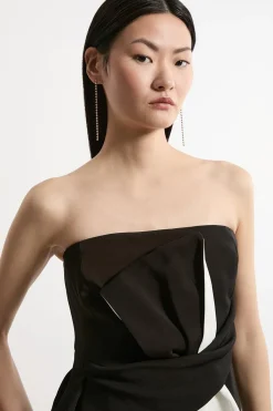 KarenMillen Petite Archive Collection - Robe midi en crêpe bandeau avec détail de nœud<Femme Toutes Les Robes|Robes D’Automne