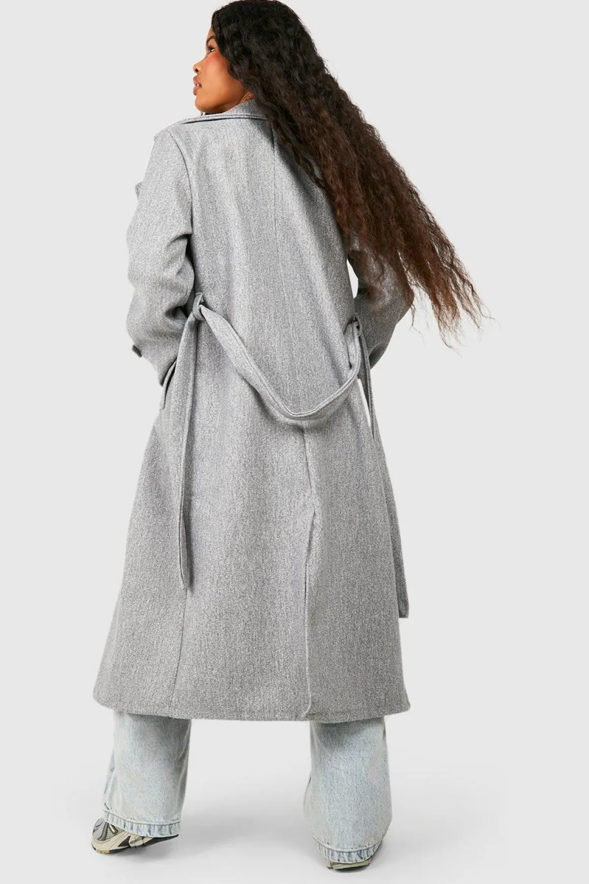 Petite Belted Wool Look Trench