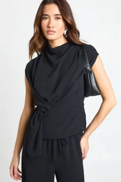 Petite blouse tissée drapée et pantalon coordonné