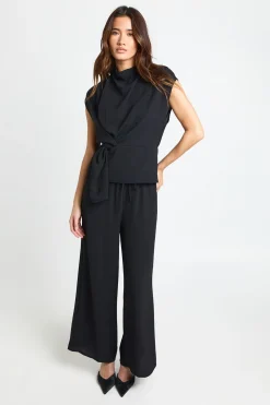 Petite blouse tissée drapée et pantalon coordonné