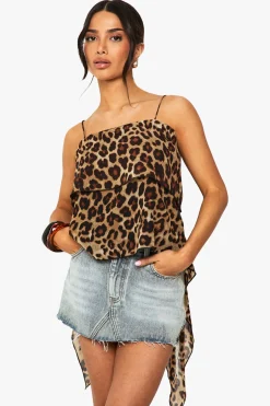 Petite camisole à dos nu à imprimé léopard avec lien