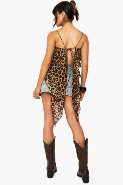 Petite camisole à dos nu à imprimé léopard avec lien