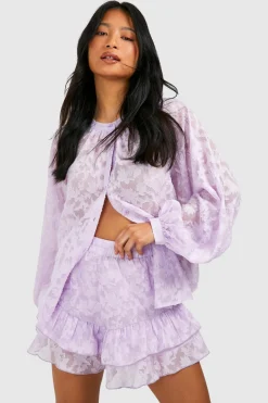 Petite chemise de plage en tissu transparent texturé