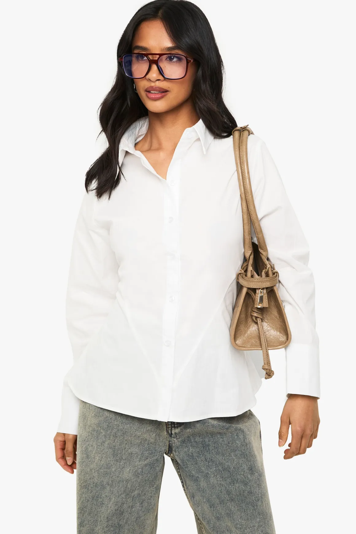 Petite Chemise Longline à Taille Cintrée