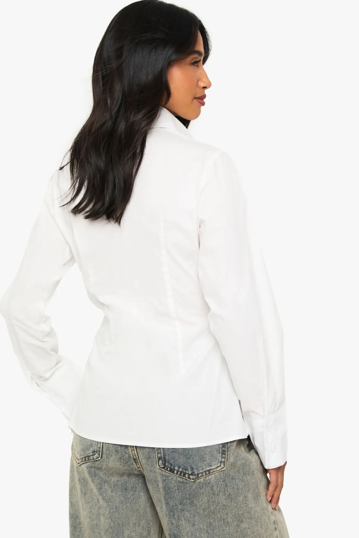 Petite Chemise Longline à Taille Cintrée