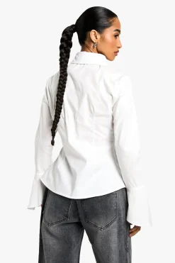 Petite Chemise à Manches Évasées et Taille Cintrée