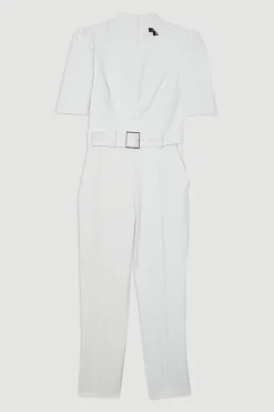 KarenMillen Petite combinaison structurée en crêpe avec ceinture intemporelle<Femme Tailleurs|Combinaisons Et Combishorts