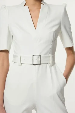KarenMillen Petite combinaison structurée en crêpe avec ceinture intemporelle<Femme Tailleurs|Combinaisons Et Combishorts