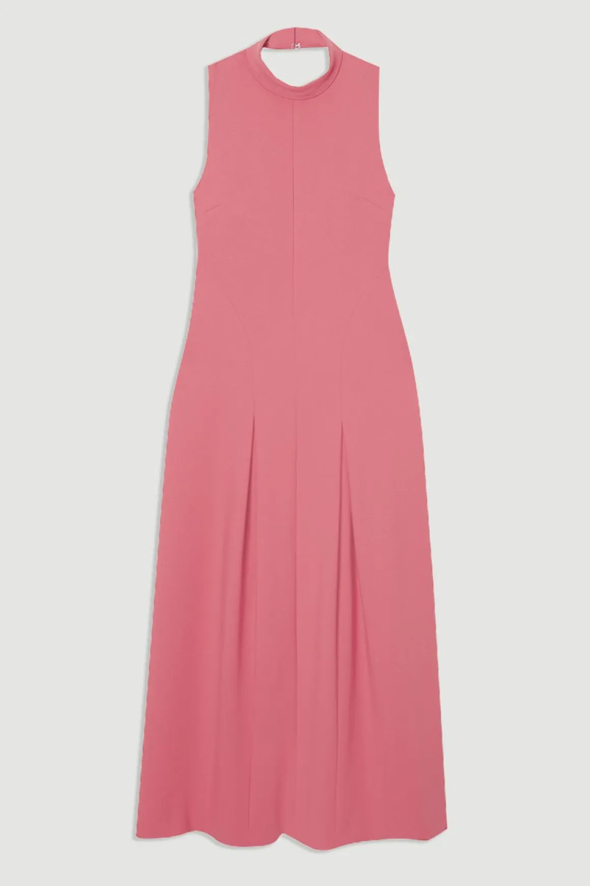 Petite Compact Stretch Robe Maxi Ajustée sur Mesure à Encolure Haute et Dos Ouvert