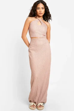 Petite Crop Top Court à Encolure Halter avec Détail en Forme de Serrure