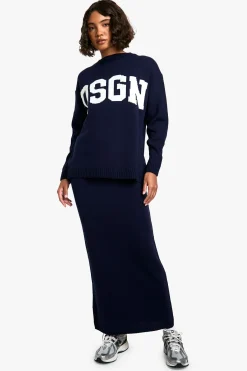 DSGN Studio Petite ensemble pull tricoté à col rond et jupe maxi DSGN<Femme Dsgn Studio|Ensembles