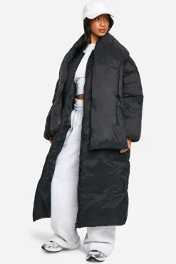 Petite 2 en 1 Veste doudoune longue avec écharpe