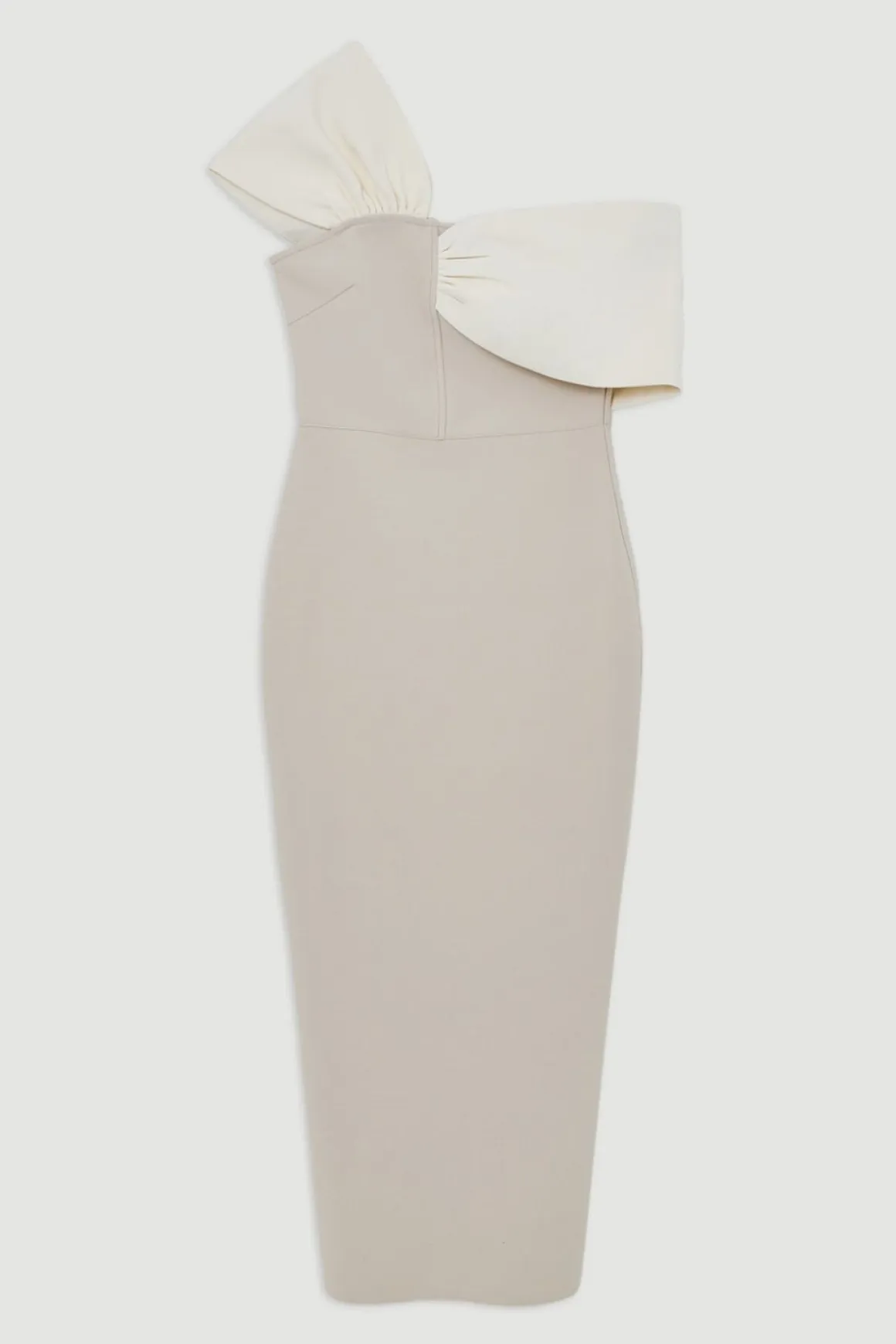 Petite Figure Form Bandage Robe Midi à Bretelles Asymétriques
