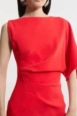 Petite Fluid Tailored Robe Longue à Manches Asymétriques