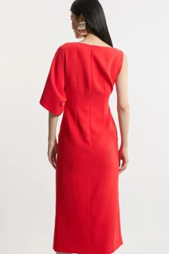 Petite Fluid Tailored Robe Longue à Manches Asymétriques