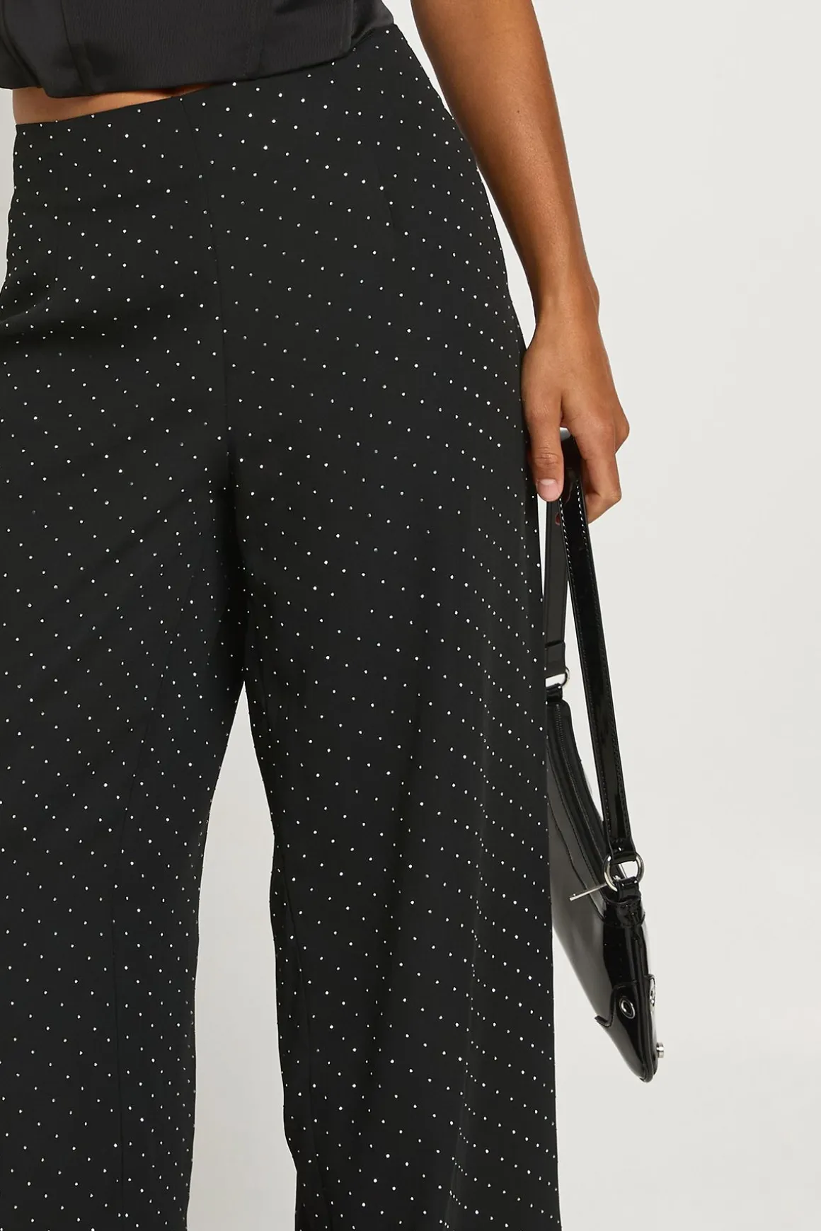 Petite Hotfix Diamante Chiffon Pantalon à jambes larges