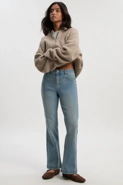 boohoo Petite Jean Bootcut Y2K à taille mi-haute<Femme Denim|Jeans