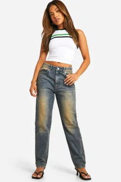 boohoo Petite - Jean mom taille haute<Femme Jeans|Denim
